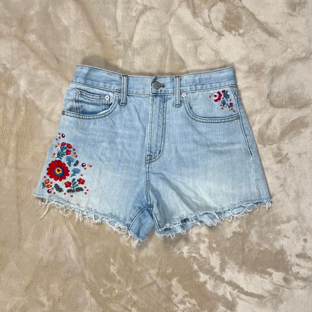 Madewell The Perfect Jean Embroidered Jean Short 100% Cotton  Size 25